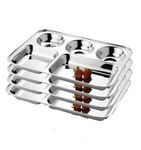 THE CHEFYARD STORE Stainless Steel 5 in1 / Bhojan Thali/Dinner Plate/Rectangular Sectioned Plate Traditional Dinner Plate/Thali (4)