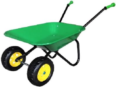 ASC New Child Kids Twin Wheel Wheelbarrow - Green/Black - Toy, Play, Farm, Garden