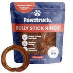 Pawstruck Bully Stick Rings For Dogs-Bulk Dental Treats Chew Thick Low-Odor Pizzle Stix Free Range Grass Fed Beef 25 Ring(s)