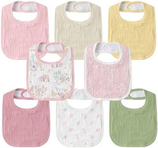 GLLQUEN BABY Muslin Drool Bibs for Boys Girls 8 Pack, Adjustable Baby Bibs for Drooling and Teething, Soft Cotton Baby Bandana Bib for Newborn Feeding Essentials (Line-Talk Elephant)