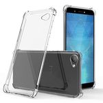 SmartPoint Bumper Transparent (Drop Protection) with Anti Dust Plugs Shockproof Slim Back Cover Case for HTC Desire 12