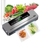 Vacuum Sealer Machine, ESoundvol 6-in-1 Food Vacuum Sealer Machine Built-in Cutter and Visible LED Digital Countdown Display for Dry and Moist Food Fresh Preservation with 10Pcs Vaccum Sealer Bags