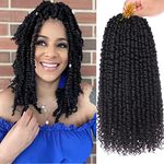 Xtrend 14 inch Black Pre twisted Passion Twist Hair 8Packs 12 Strands/Pack Bohemian Pre Looped Synthetic Natural Hair Crochet Passion Twist Hair for Black Women(1B#)