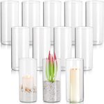 Glasseam Hurricane Candle Holder Pillar, 12 Candle Holders for Long Candles, Candles Holders Set for Wedding Dinner Tables Home Decoration, Clear Large Candle Holders Glass Cylinder Vase for Flowers