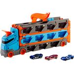 Hot Wheels Speedway Hauler Storage Carrier with 3 1:64 Scale Cars & Convertible 6-Foot Drag Race Track for Kids 4 to 8 Years Old, Stores 20+ Cars & Connects to Other Hot Wheels City Sets & Tracks, Multicolor
