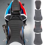 Lorababer Motorcycle Front Rider Rear Passenger Seat Cushion Pad S1000RR Pressure Relief Sponge Seat Pad Compatible with B.M.W S 1000 RR S 1000RR S-1000-RR 2019 2020 2021 2022 2023 (Front-Black+Blue)