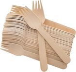 Pack of 100 Strong Disposable Wooden Sporks | 100% Birch Wood Sturdy & Strong Ideal for Home Office Christmas Birthday Party BBQ Picnic Anniversary Strong Wooden Cutlery Sporks