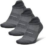 Feetures High Performance Max Cushion Ankle Sock - Tab Socks for Women & Men with Heel Tab - Heather Grey, L (3 Pair)