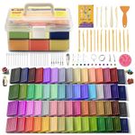Polymer Clay 60 Colors, Modeling Clay for Kids DIY Starter Kits, Oven Baked Model Clay, Non-Sticky Molding Clay with Sculpting Tools, Gift for Children and Artists