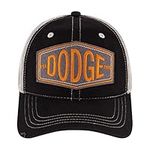 Dodge Trucker Hat, Vintage Logo Adjustable Snapback Baseball Cap with Curved Brim, Black, One Size, Black, One Size