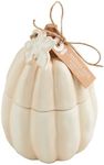 Mud Pie Ceramic Pumpkin Candle, White, 7 3/4 oz