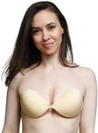 bzez Fabric Strapless Push Up Sticky Bra - Backless Adhesive Stick On Bra Invisible Support E