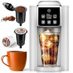 KIDISLE Hot & Iced Coffee Maker with Bold Setting, Single Serve Coffee Maker for K Cup and Grounds, 6-14 Oz Brew Sizes, 50 Oz Removable Water Tank, One Cup Coffee Machine with Reusable Filter, White