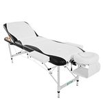 Merax Table, Aluminium Portable Beauty, 3 Section Massage Premium PU Leather, Lash Tattoo Bed with 5 cm High Density Multi-Layer Foam Headrest Arm Support and Carrying Bag, 186 x 60 x 61-83cm