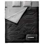 CANWAY Double Sleeping Bag for Adults 2 Person Sleeping Bag with 2 Pillows for Camping Queen Size Sleeping Double Adult Bag Sac De Couchage Two Adulte Spinning Black