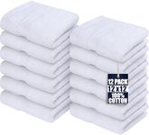 Utopia Towels Premium Washcloth Set (30 x 30 CM) 100% Cotton Face Cloths, Highly Absorbent and Soft Feel Fingertip Towels (12 Pack, White)