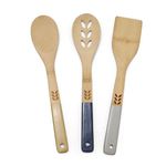 Cooksmart British Designed Bauhaus Geo Bamboo Wooden Spoon Set of 3 | Wooden Cooking Spoons Set Made from Bamboo | Lovely Designed Wooden Cooking Utensils Set for Everyday Cooking