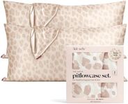Kitsch Satin Pillowcase with Zipper for Hair and Skin, Softer Than Silk Pillow Cases, 2 Pack Cooling Pillow Covers, Machine Washable, Wrinkle-Free Satin King Size Pillow Cases Set of 2 19"x36" Leopard