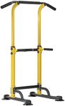 SogesHome Power Tower Dip Station Pull Up Bar for Home Gym Chin Up Bar Stand Height Adjustable Strength Training Fitness Equipment Multi-Function Workout Equipment (Black Yellow)