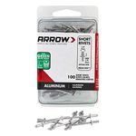 Arrow Fastener RSA1/8IP 1/8-Inch Short Rivets, 100-Pack (Aluminium)