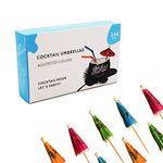 144PCS cocktail umbrella picks, elegant drink umbrellas, tropical parasol toothpicks assorted colors for party decorations 4IN