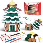 Fadcaer Christmas Crochet Kit for Beginners, Christmas Tree Crochet Knitting Set Crochet Yarn Set for Starters with Crochet Hooks Needles Yarn Xmas Funny Creative Gift for Adult Kids