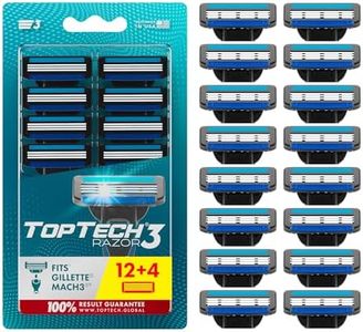 Razor 3 for Men - Replaceable Cartridges for Manual Shaving Razor - 3-Blade Technology Refills - Fits Gillette Mach3 - Soft Shave Sharp Blades - Cost-effective Refill (12 refills)