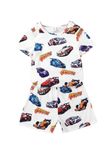 Thiya Boys Cars Printed Cotton Blend Casual wear Comfortable Cap Sleeve Co-ord Set(7-8Years)