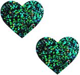 Neva Nude Super Sparkle Green Envy Glitter I Heart U Nipztix Pasties Nipple Covers