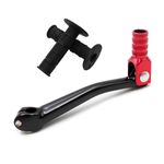 PRO BAT CRF 50 70 Gear Lever Shifter + Universal 22mm 7/8" Dirt Bike Motorcycle Hand Grips for 110cc 125cc 135cc 150cc 200cc 250cc Quad Dirt Bike ATV Buggy, Red+Black