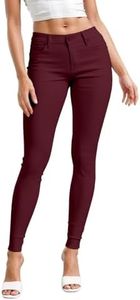Hybrid & Company Womens Hyper Ultra Stretch Comfy Skinny Leg Work Casual Pants P44876SK Burgundy S