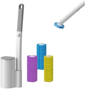 Disposable Toilet Brush with 36 Refills Heads, Toilet Bowl Cleaner Brush System Kit and Holder, Wall-Mounted Toilet Cleaning Supplies and Storage Caddy for Deep Scrub Hygienic Bathroom Maintenance