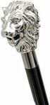 Waziha Nautical Walking Hand Cane Stick Designer Handmade Walking Stick for Men & Women Solid Metal and Natural Wood (Silver Lion Head), 36 Inches