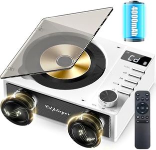 4000mAh Rechargeable CD Player with Dual Speakers, Bluetooth Desktop CD Player with FM Radio,CD Boombox with Remote Control, LCD Display, Support USB/TF Card/AUX/3.5mm Headphone Jack for Home