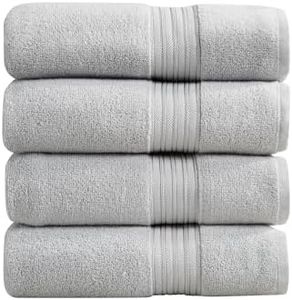 Light Grey Bath Towels - 100% Cotton 4 Pack 54x27 Bath Towel Set - Lightweight, Absorbent, Quick-Dry Towels for Bathroom