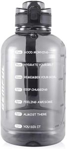 GEMFUL 64oz Motivational Gallon Water Bottle Time Marked No Leak Water Jug Wide Mouth Leakproof BPA Free for Gym Sports Camping Fitness 2000ml (Grey)