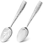 Hudson Essentials 6-Piece Hammered 18/10 Stainless Steel Serving Spoon Set - Hostess Silverware