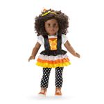 American Girl Trick-or-Treat Candy Halloween Costume for 18 inch Doll Clothes with Polka-dot Leggings, 4 pcs, Ages 6+