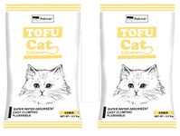 Petcrux Tofu Cat Litter | Natural Flushable Clumping Litter | Plant Based Biodegradable | Ultra Odour Control | Dust Free | Low Tracking Cat Litter Total 12L - 5kg (Corn - 2 Packs of 2.5kg)