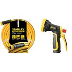 Stanley BDS6651 Garden Hose, 75' x 5/8" | Stanley Garden BDS7496 FATMAX Heavy Duty 8-Pattern Spray Nozzle (Design may slightly vary)