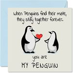 Anniversary Card - You Are My Penguin - Cute Romantic Wedding Anniversary Card for Wife Husband Girlfriend Boyfriend Partner Friend Him Her, 145mm x 145mm Valentine's Day Greeting Cards for Fiancee