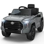 TEOAYEAH 12V Ride on Truck, Battery Powered Electric Car for Kids, Ride on Toys w/Parent Remote Control, Kids Electric Vehicles with Wireless Music, Storage Space, Licensed Toyota Tundra- Gray