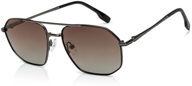 John Jacobs | Gunmetal - Brown | Full Rim Rectangular Stylish & Premium Polarized Sunglasses | Polarized and 100% UV Protected | Men & Women | Large | JJ S15861