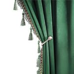 Dark Green Blackout Velvet Curtains 84 inches Long Black Out Curtains for Bedroom Windows Rod Pocket Curtains & Drapes with Tassels Soundproof Thermal Curtains for Living room 2 Panels Set 52" x 84"