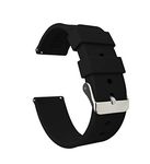 BARTON Silicone Watch Bands - Quick Release Straps - Choose Color & Width - 16mm, 18mm, 20mm, 22mm, 24mm - Black 18mm