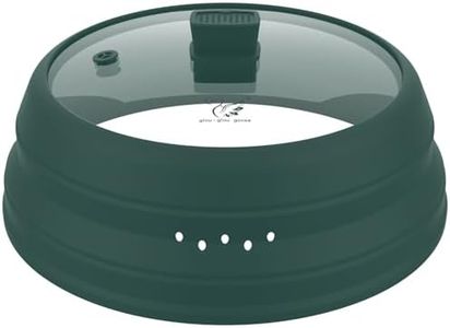 Microwave Splatter Cover Glass Cover Guard Lid with Collapsible Silicone for Food Pot Plate Cover 11.8 inch Dark Green