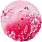 Bestage 33" Handmade Oiled Parasol Bamboo Silk Umbrella Chinese Japanese Art Classical Dance Umbrella Plum Blossom for Wedding Parties Photography Costumes Cosplay Decoration and Other Events