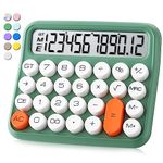 Mechanical Keyboard Standard Calculator 12 Digit,Desktop Large Display and Buttons,Calculator with Large LCD Display for Office,School, Home & Business Use,Automatic Sleep,with Battery (Green)