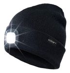 COTOP Unisex LED Headlamp Beanie Cap Men's Women Gift Winter Warm Beanie Hat Hands Free Lighted Beanie Cap for Dog Walking Night, Running, Camping,Hiking Black