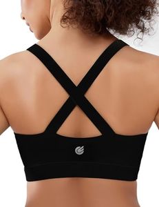 Cordaw Pickleball Sports Bras for Women High Support, Molded Cup Crisscross Back High Impact Workout Yoga Bra Black XXL